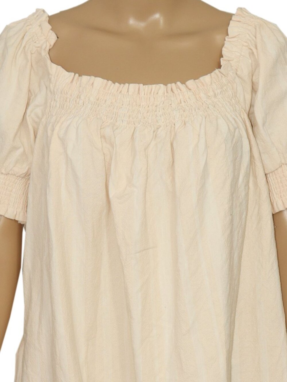 Free People Mila Mini Dress Beachy Cream Striped Printed Smocked S - Picture 3 of 6